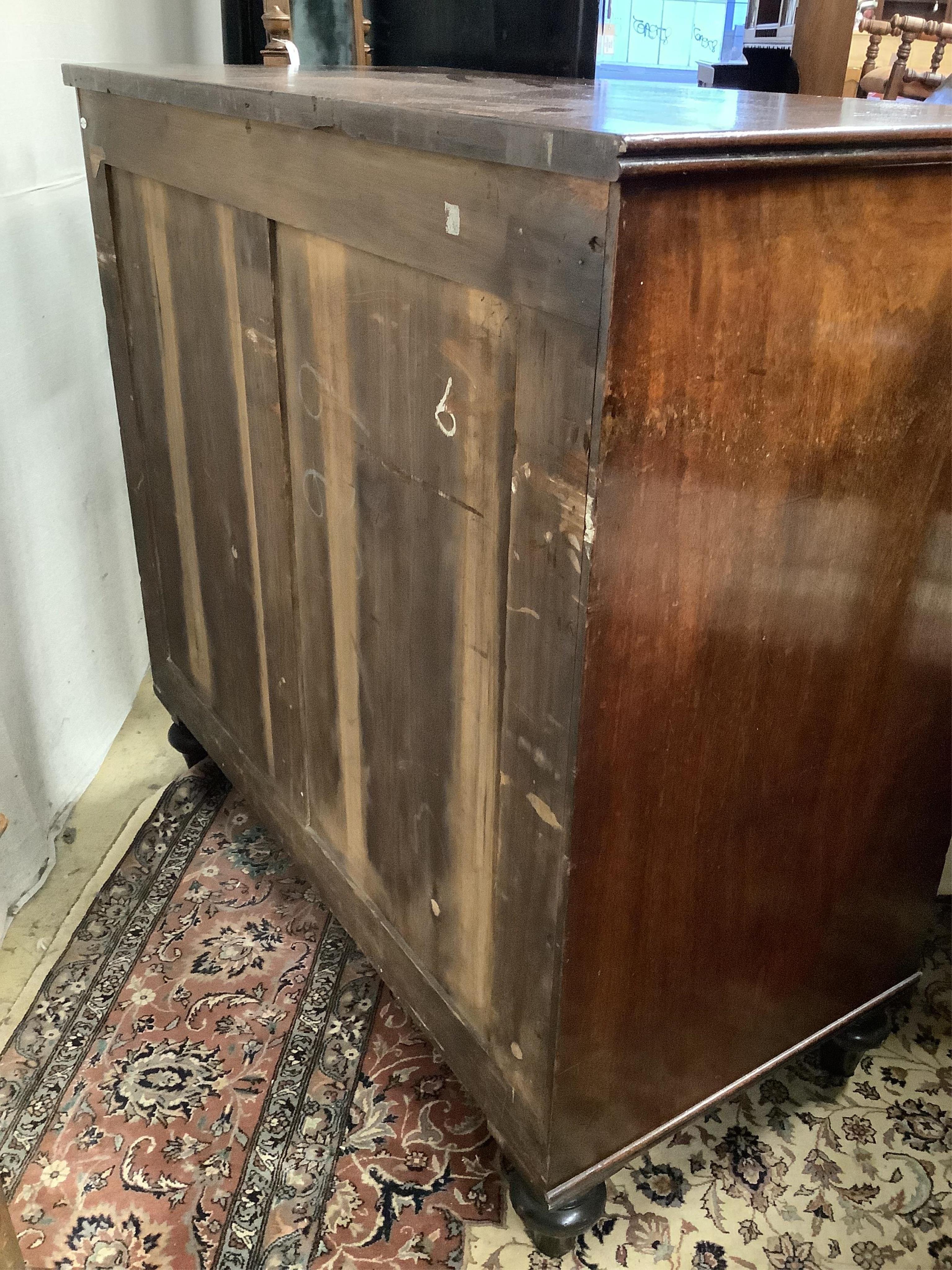 A Victorian mahogany chest of two short and three long drawers, width 109cm, depth 54cm, height 104cm. Condition - fair to good